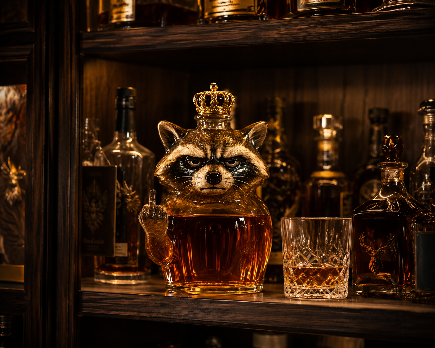 Whisky Bottle — Raccoon Rebel Edition